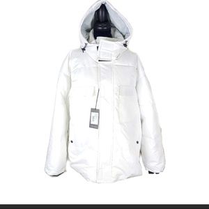 NWT Cross Street Men's Hood Puffers InsulatedWhite Parka - Price tag reads 599